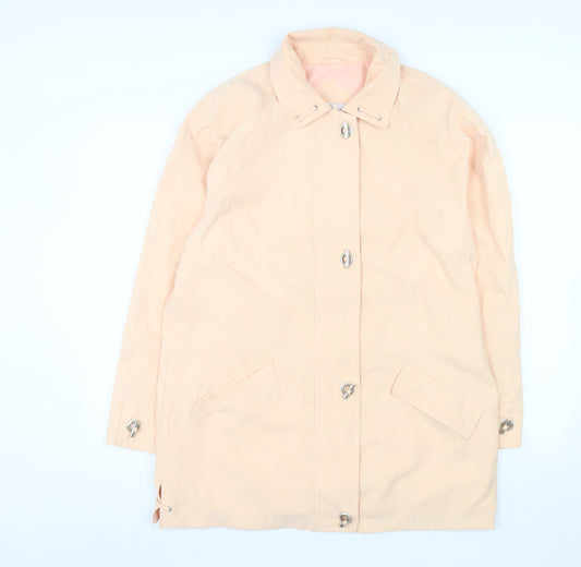 Essentials Womens Beige Long Rain Coat Size 12 Classic Lightweight