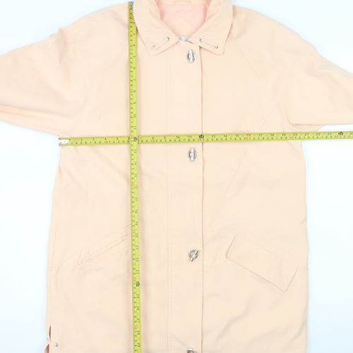 Essentials Womens Beige Long Rain Coat Size 12 Classic Lightweight