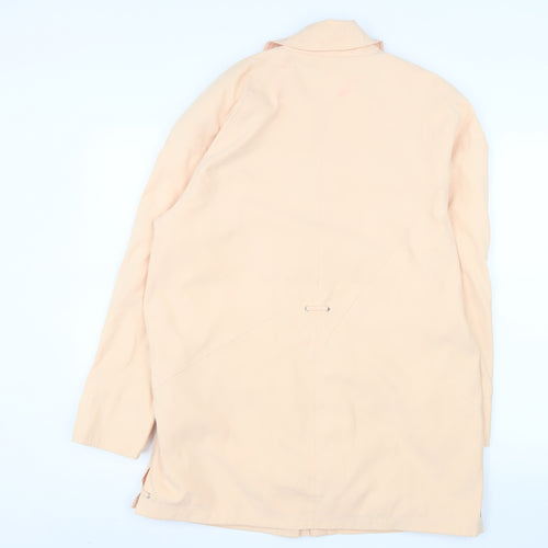 Essentials Womens Beige Long Rain Coat Size 12 Classic Lightweight