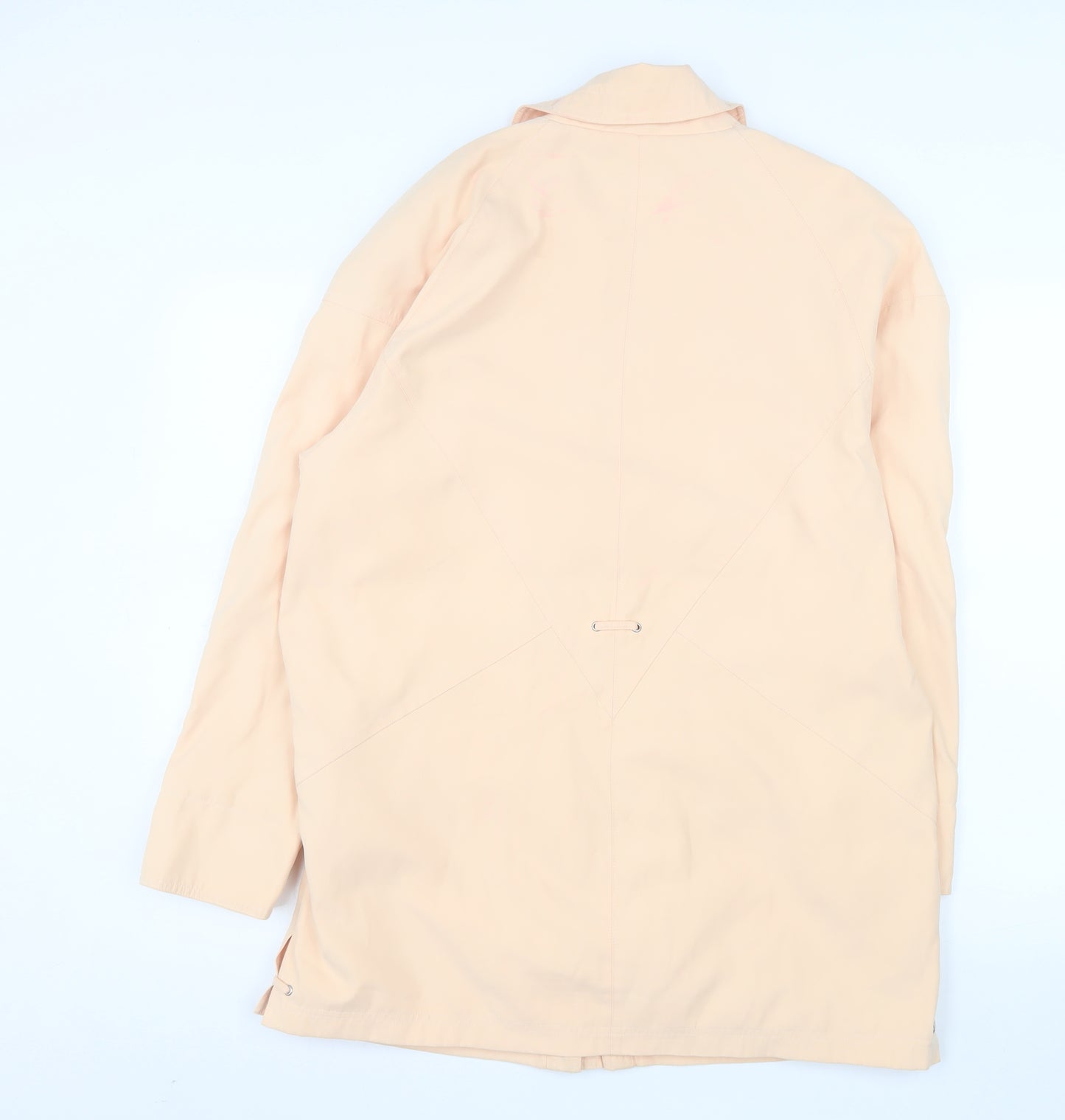 Essentials Womens Beige Long Rain Coat Size 12 Classic Lightweight