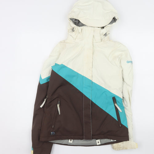 Animal Womens Beige Ski Jacket Size 8 Hooded Waterproof Coat
