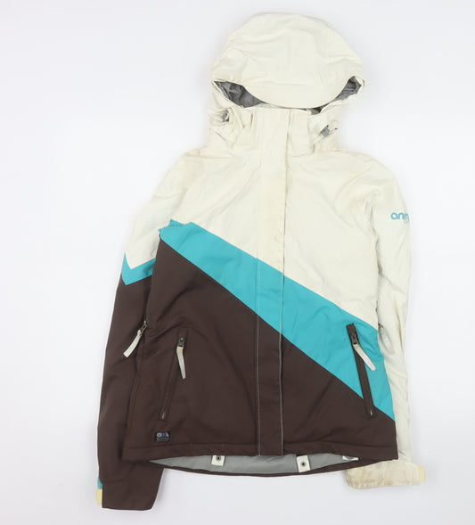 Animal Womens Beige Ski Jacket Size 8 Hooded Waterproof Coat