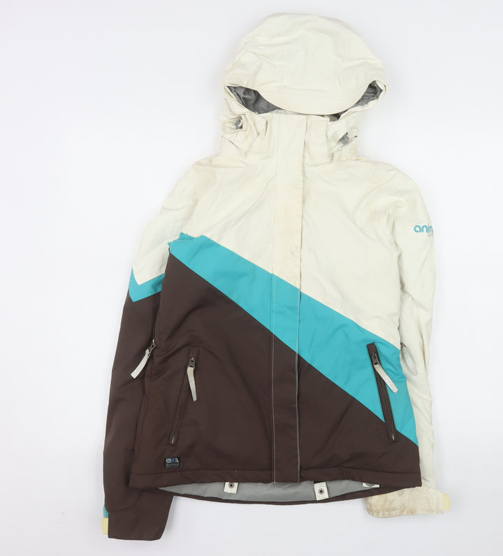 Animal Womens Beige Ski Jacket Size 8 Hooded Waterproof Coat