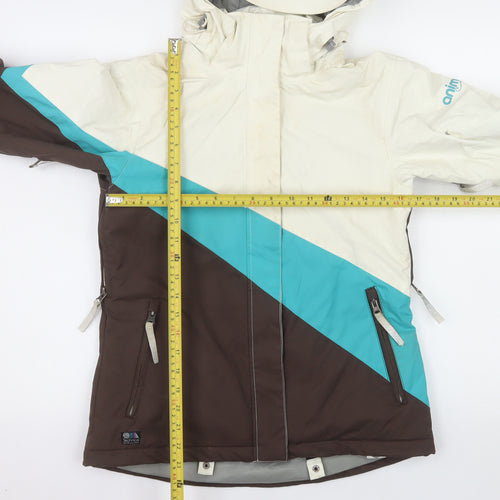 Animal Womens Beige Ski Jacket Size 8 Hooded Waterproof Coat