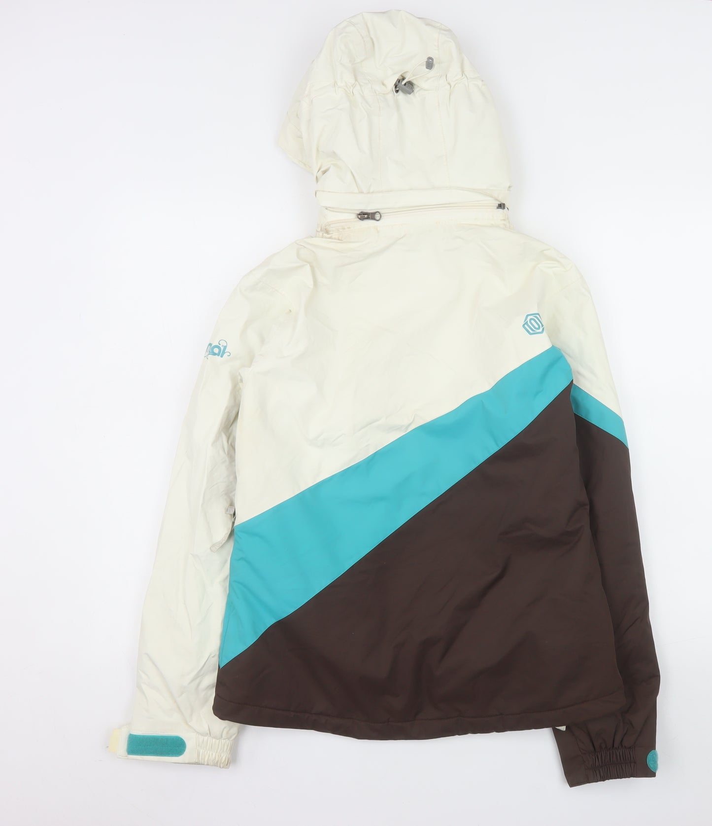 Animal Womens Beige Ski Jacket Size 8 Hooded Waterproof Coat