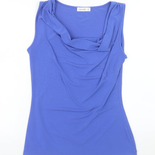 Gallery Women's Blue Cowl Neck Sleeveless Jersey Tank Top Size M