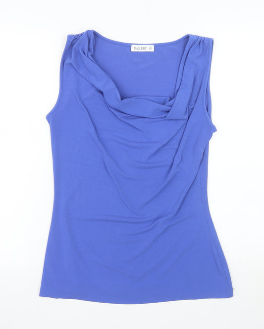 Gallery Women's Blue Cowl Neck Sleeveless Jersey Tank Top Size M