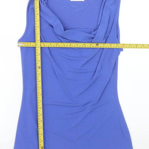 Gallery Women's Blue Cowl Neck Sleeveless Jersey Tank Top Size M