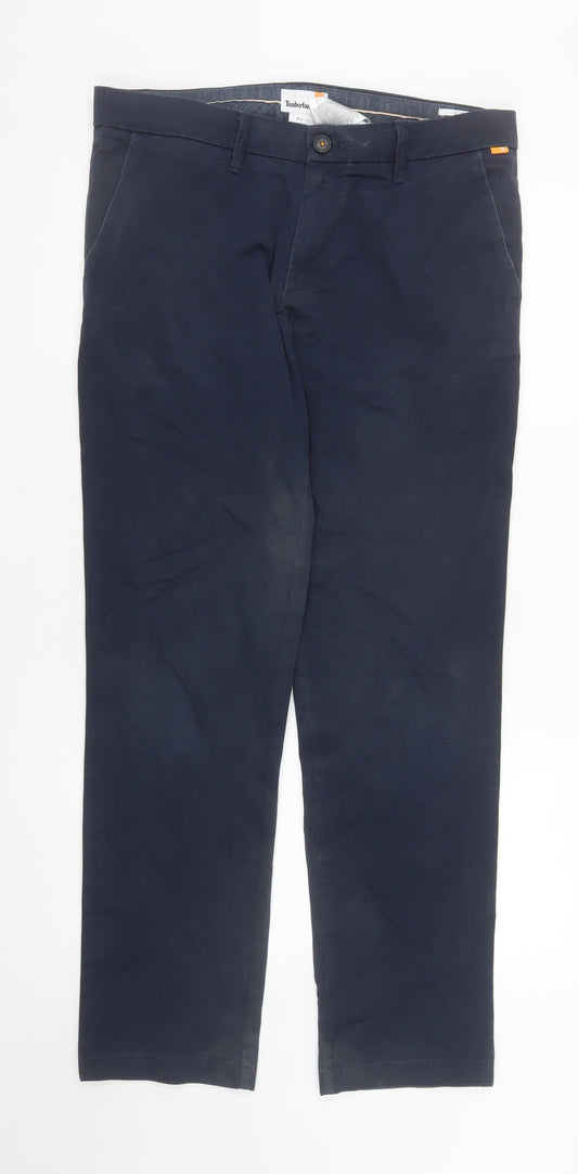Timberland Men's Blue Chino Trousers W34 L32 Cotton Blend