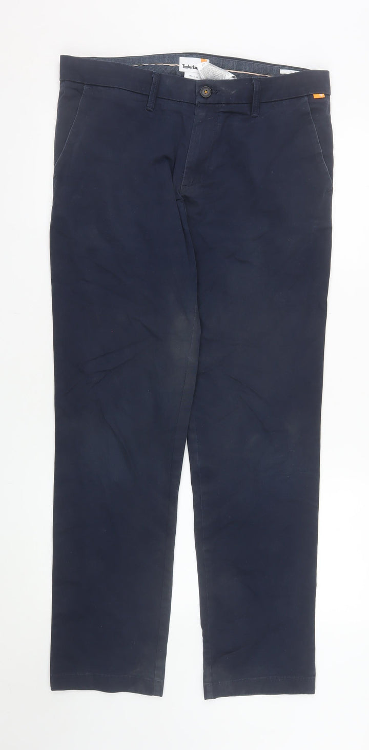 Timberland Men's Blue Chino Trousers W34 L32 Cotton Blend