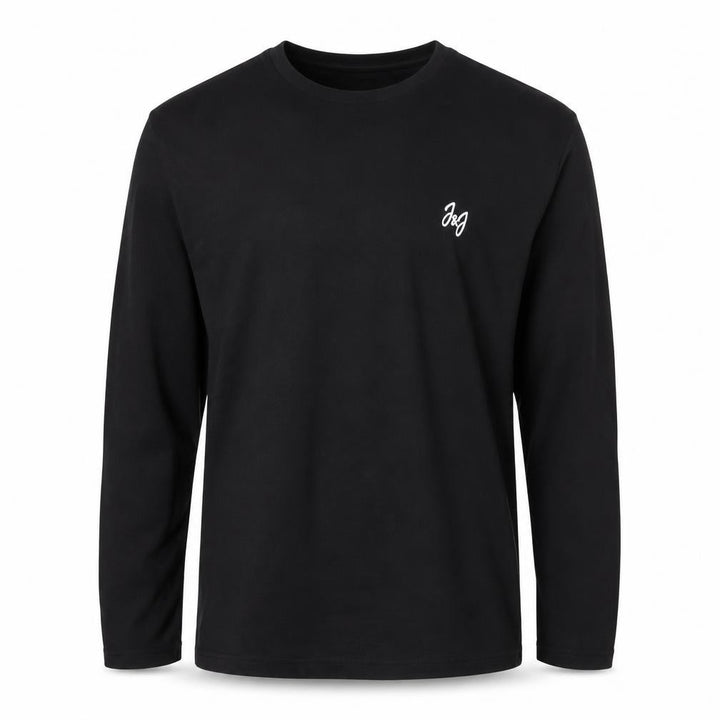 Jack & Jones Men's Black Cotton Long Sleeve Crew Neck Top S