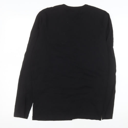 Jack & Jones Men's Black Cotton Long Sleeve Crew Neck Top S
