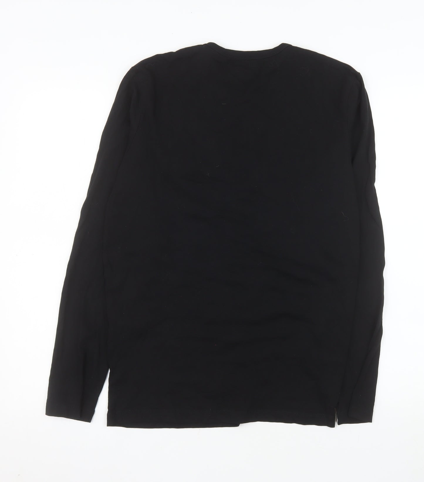 Jack & Jones Men's Black Cotton Long Sleeve Crew Neck Top S
