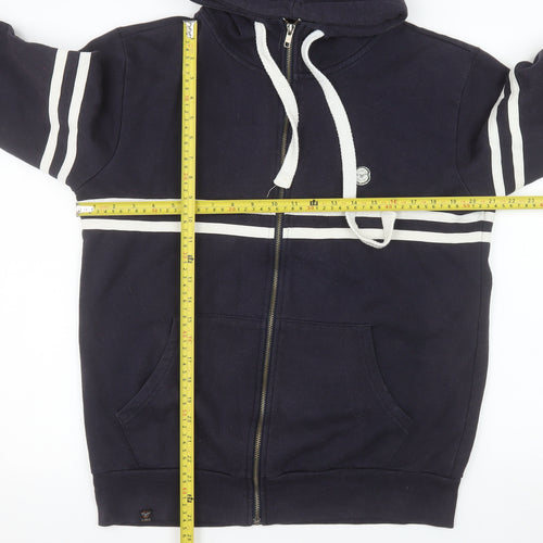 Le Breve Men's Blue Hooded Full Zip Jacket Size L