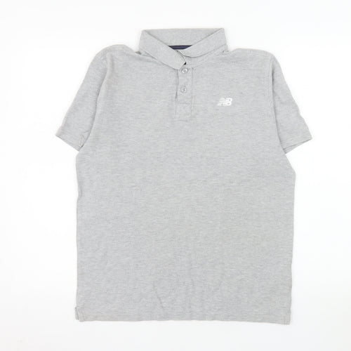 New Balance Men's Grey Short Sleeve Cotton Polo Shirt Size M