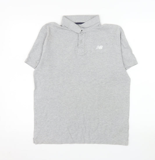 New Balance Men's Grey Short Sleeve Cotton Polo Shirt Size M
