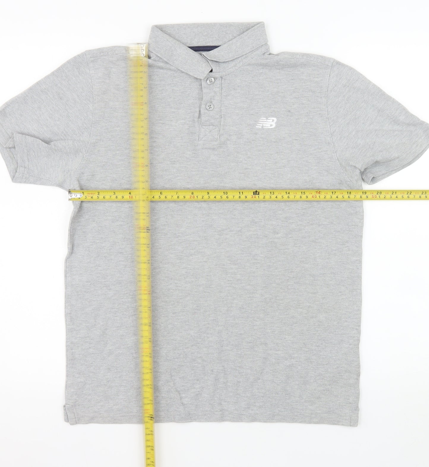 New Balance Men's Grey Short Sleeve Cotton Polo Shirt Size M