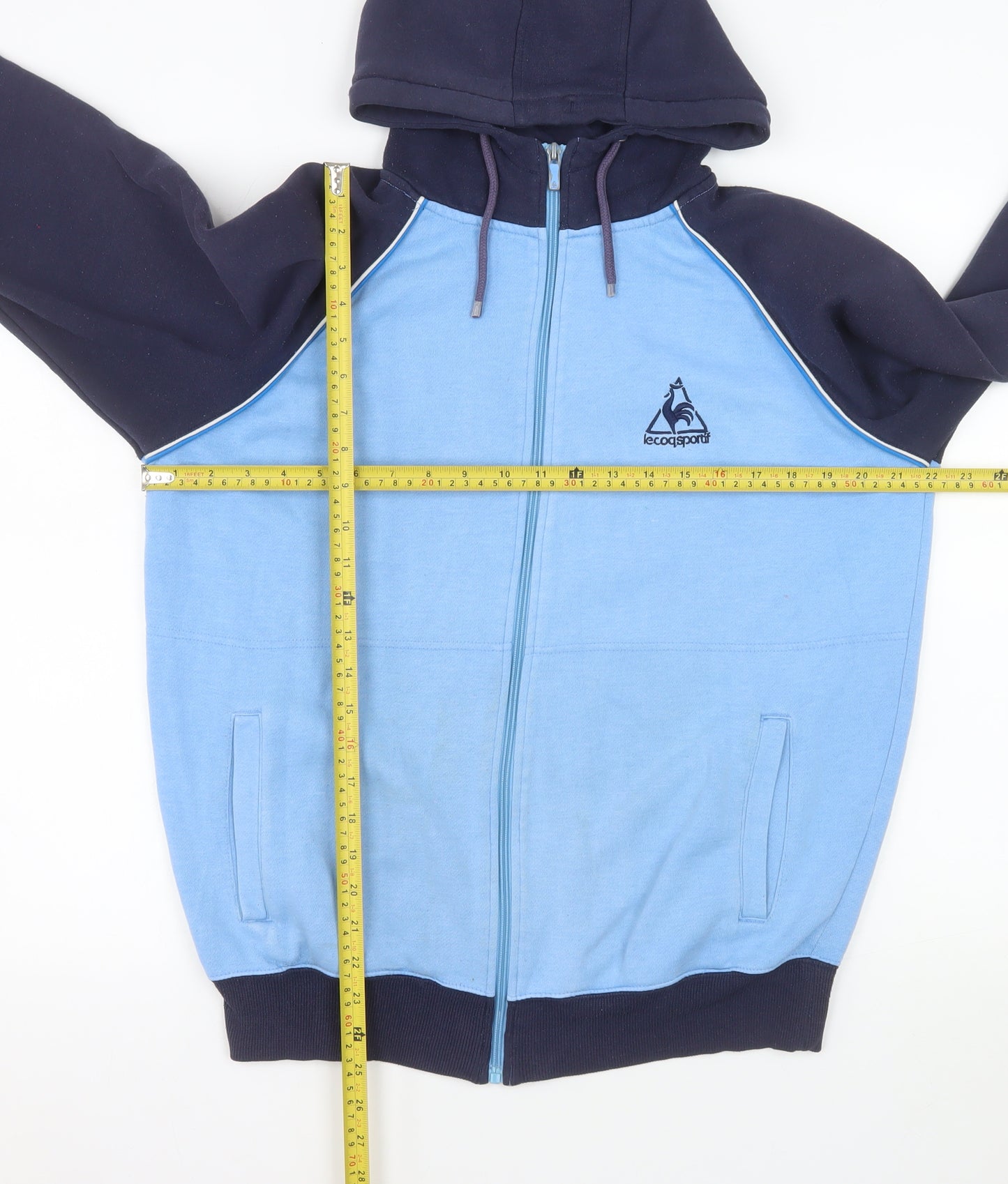 Le Coq Sportif Mens Blue Full Zip Hooded Sports Jacket Size M
