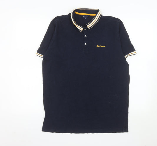 Ben Sherman Men's Blue Cotton Polo Shirt Size M Classic Style