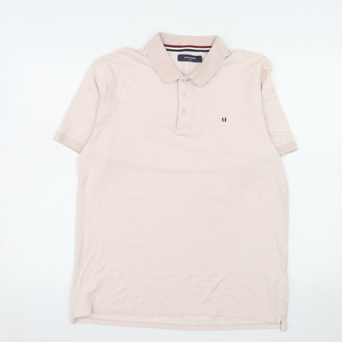 Jack & Jones Men’s Beige Polo Shirt Size L Cotton Classic Fit