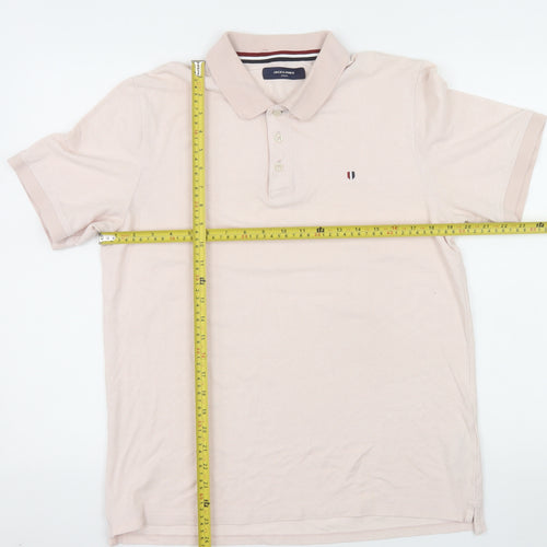 Jack & Jones Men’s Beige Polo Shirt Size L Cotton Classic Fit