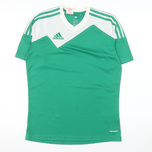 Adidas Mens Green White Climacool Sports T-Shirt YXL Polyester