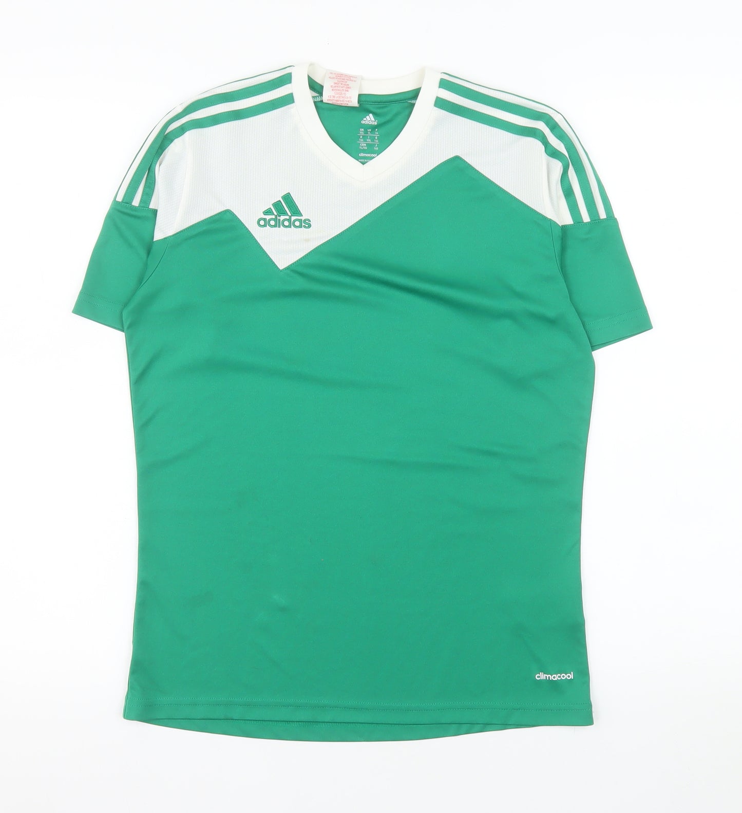 Adidas Mens Green White Climacool Sports T-Shirt YXL Polyester