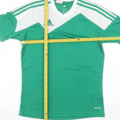 Adidas Mens Green White Climacool Sports T-Shirt YXL Polyester