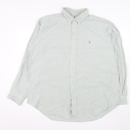 Ralph Lauren Men's Green Check Classic Fit Button-Down Shirt 2XL
