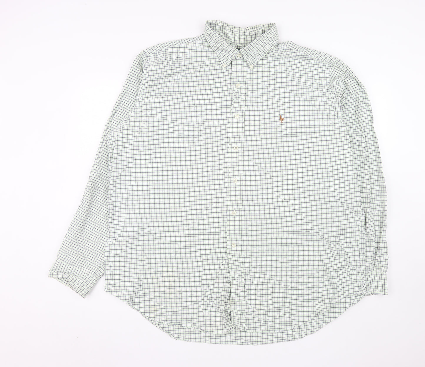 Ralph Lauren Men's Green Check Classic Fit Button-Down Shirt 2XL
