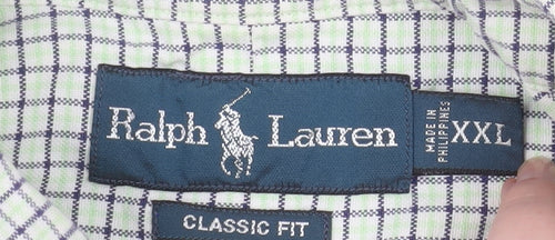 Ralph Lauren Men's Green Check Classic Fit Button-Down Shirt 2XL