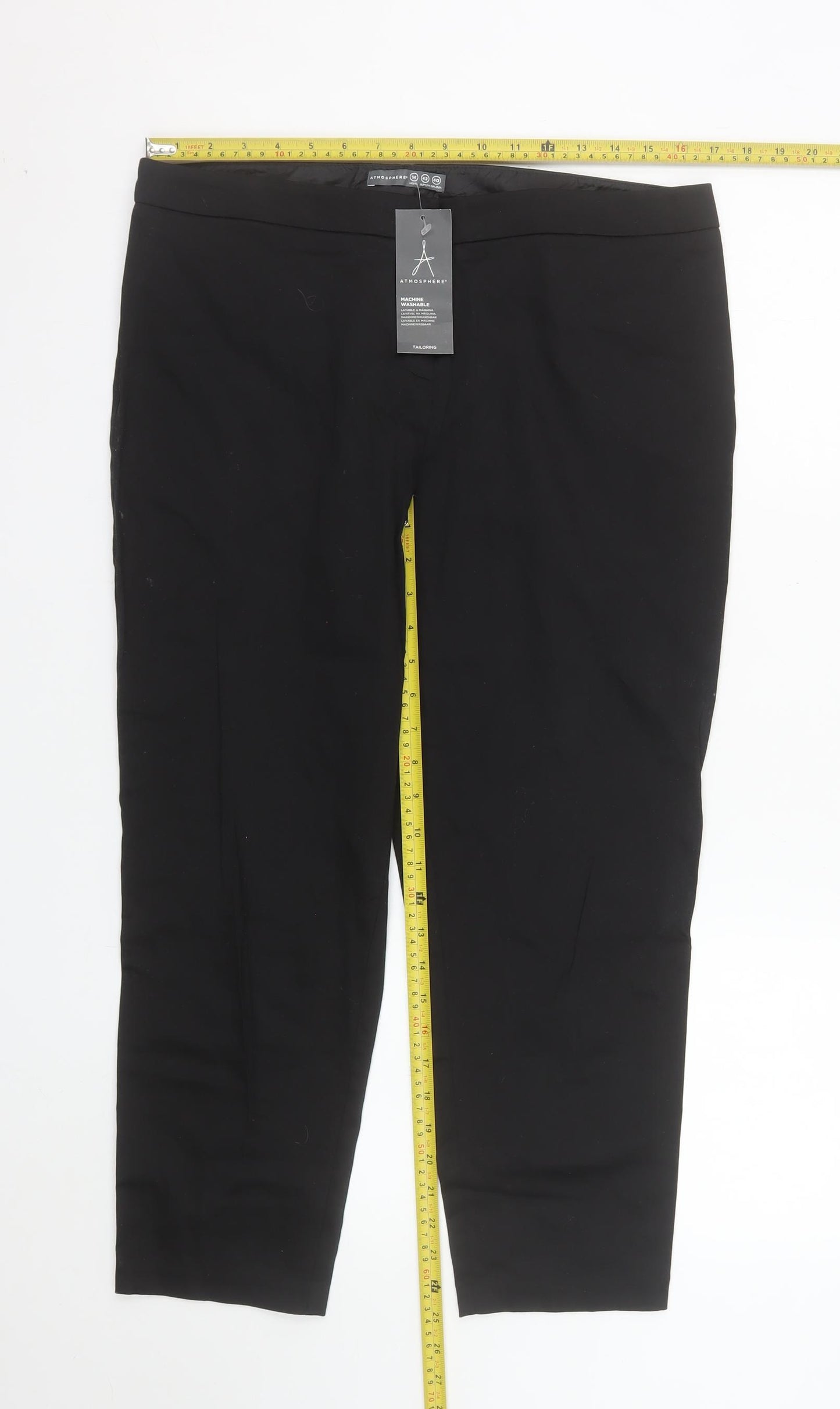 Atmosphere Women Black Size 14 Tailored Cropped Trousers