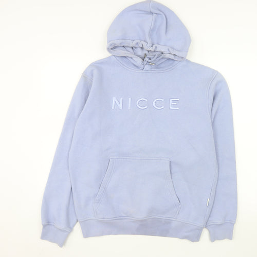 NICCE Women's Blue Pullover Hoodie XS Cotton Blend Logo Jumper