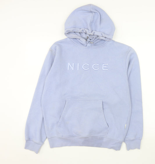 NICCE Women's Blue Pullover Hoodie XS Cotton Blend Logo Jumper