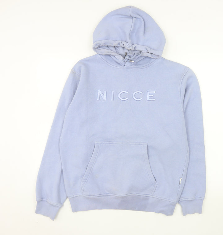 NICCE Women's Blue Pullover Hoodie XS Cotton Blend Logo Jumper