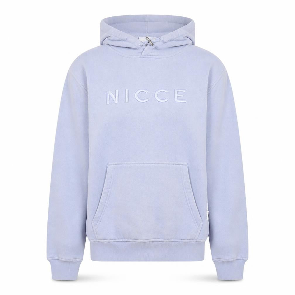 Front view of NICCE Women's Blue Pullover Hoodie XS Cotton Blend Logo Jumper