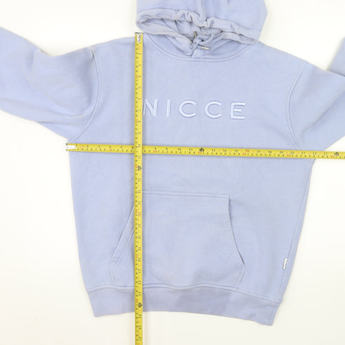 NICCE Women's Blue Pullover Hoodie XS Cotton Blend Logo Jumper