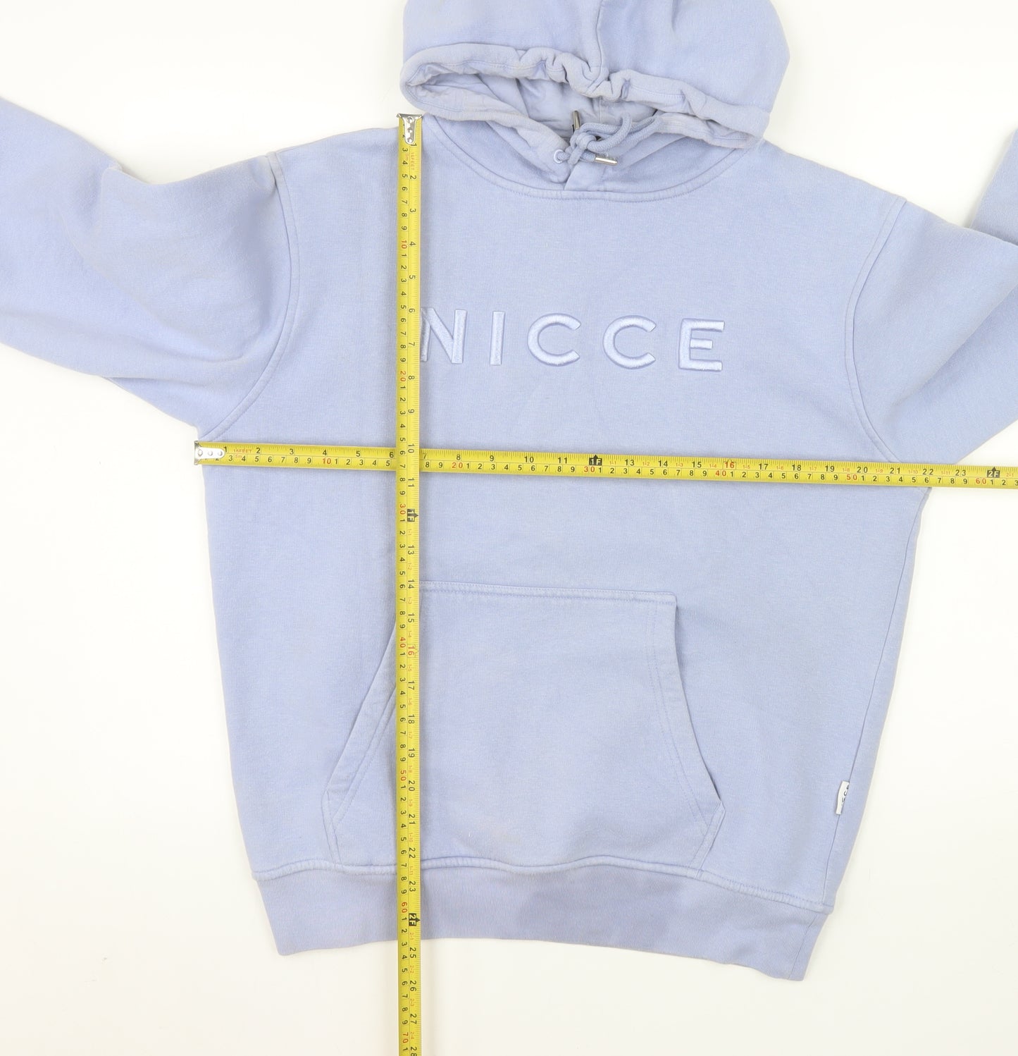 NICCE Women's Blue Pullover Hoodie XS Cotton Blend Logo Jumper