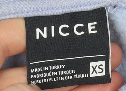 NICCE Women's Blue Pullover Hoodie XS Cotton Blend Logo Jumper