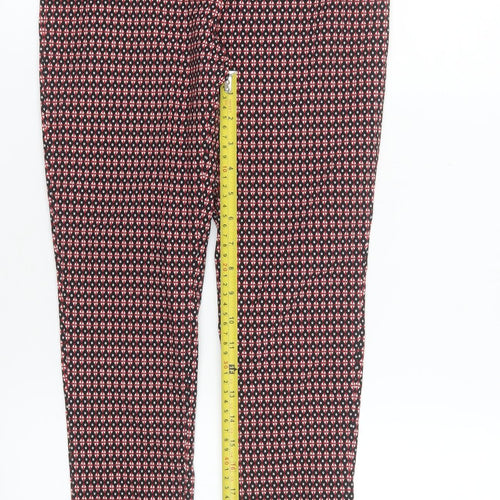 Atmosphere Womens Red Geometric Slim Fit Trousers Size 8