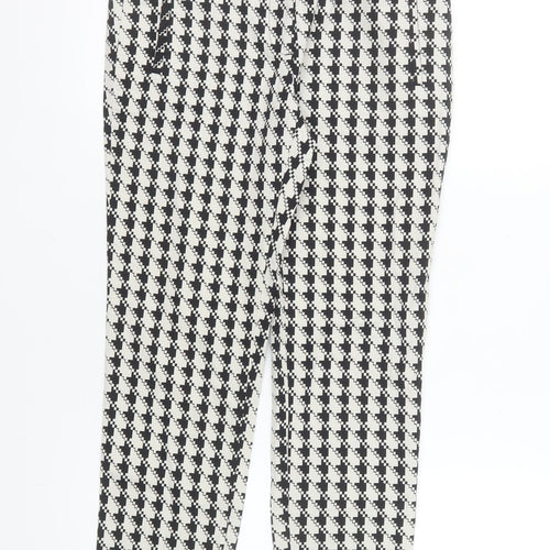 Zara Basic Women's Black Geometric Slim Cropped Trousers Size S