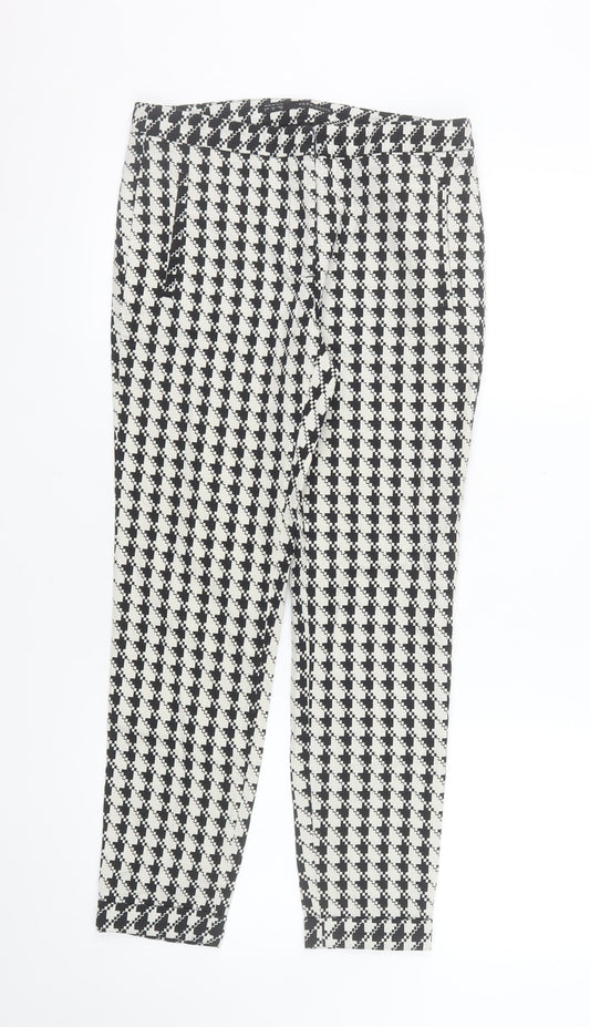 Zara Basic Women's Black Geometric Slim Cropped Trousers Size S