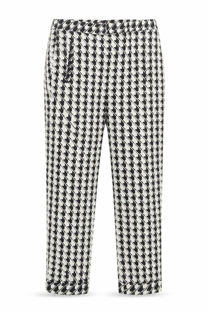 Front view of Zara Basic Women's Black Geometric Slim Cropped Trousers, size S