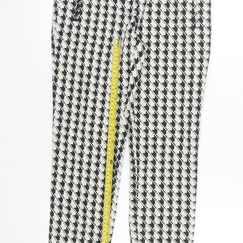Zara Basic Women's Black Geometric Slim Cropped Trousers Size S