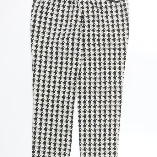 Zara Basic Women's Black Geometric Slim Cropped Trousers Size S