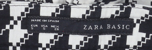 Zara Basic Women's Black Geometric Slim Cropped Trousers Size S