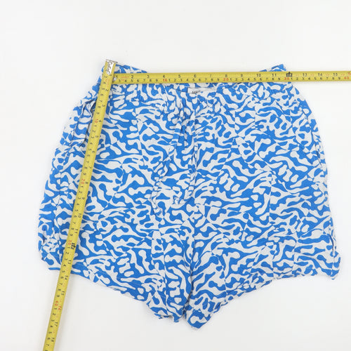 Marks and Spencer Womens Blue White Shorts Size 8 Viscose Casual Summer