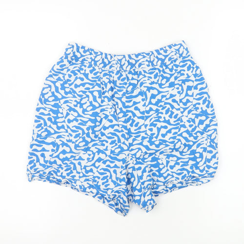 Marks and Spencer Womens Blue White Shorts Size 8 Viscose Casual Summer