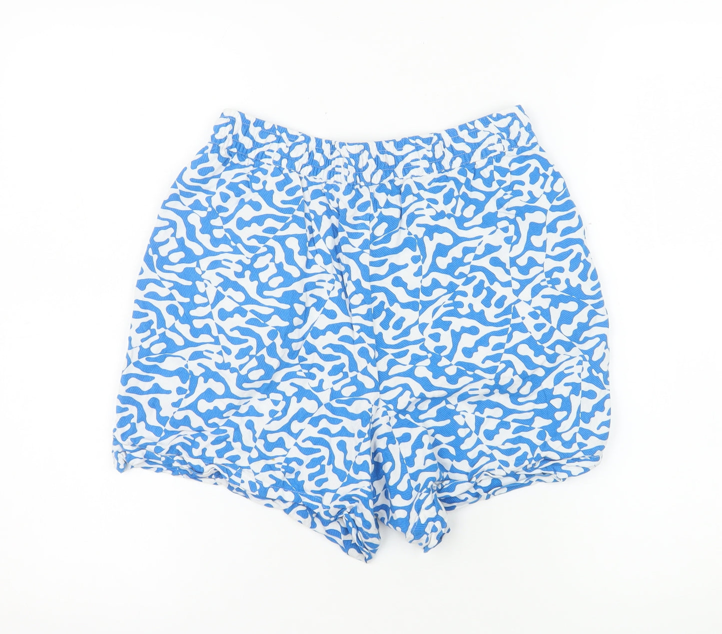 Marks and Spencer Womens Blue White Shorts Size 8 Viscose Casual Summer