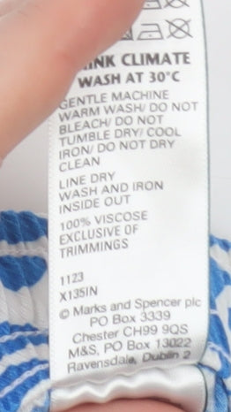 Marks and Spencer Womens Blue White Shorts Size 8 Viscose Casual Summer